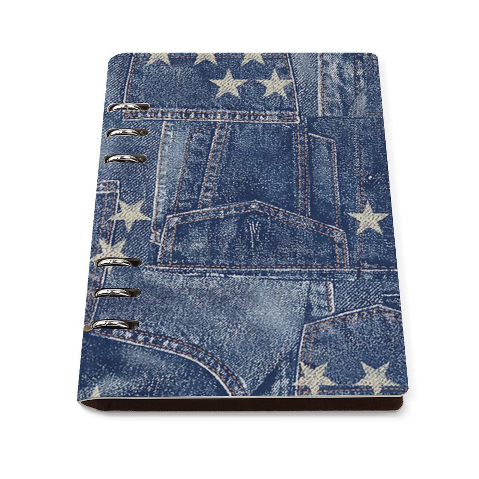 Amazon | メモ帳 デニム パターン システム手帳 バインダーノート PU